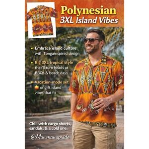 VACATION‎ MODE Royal Pacific 3XL Shirt Tonga Ofa Atu Colorful Hawaiian Aloha 335